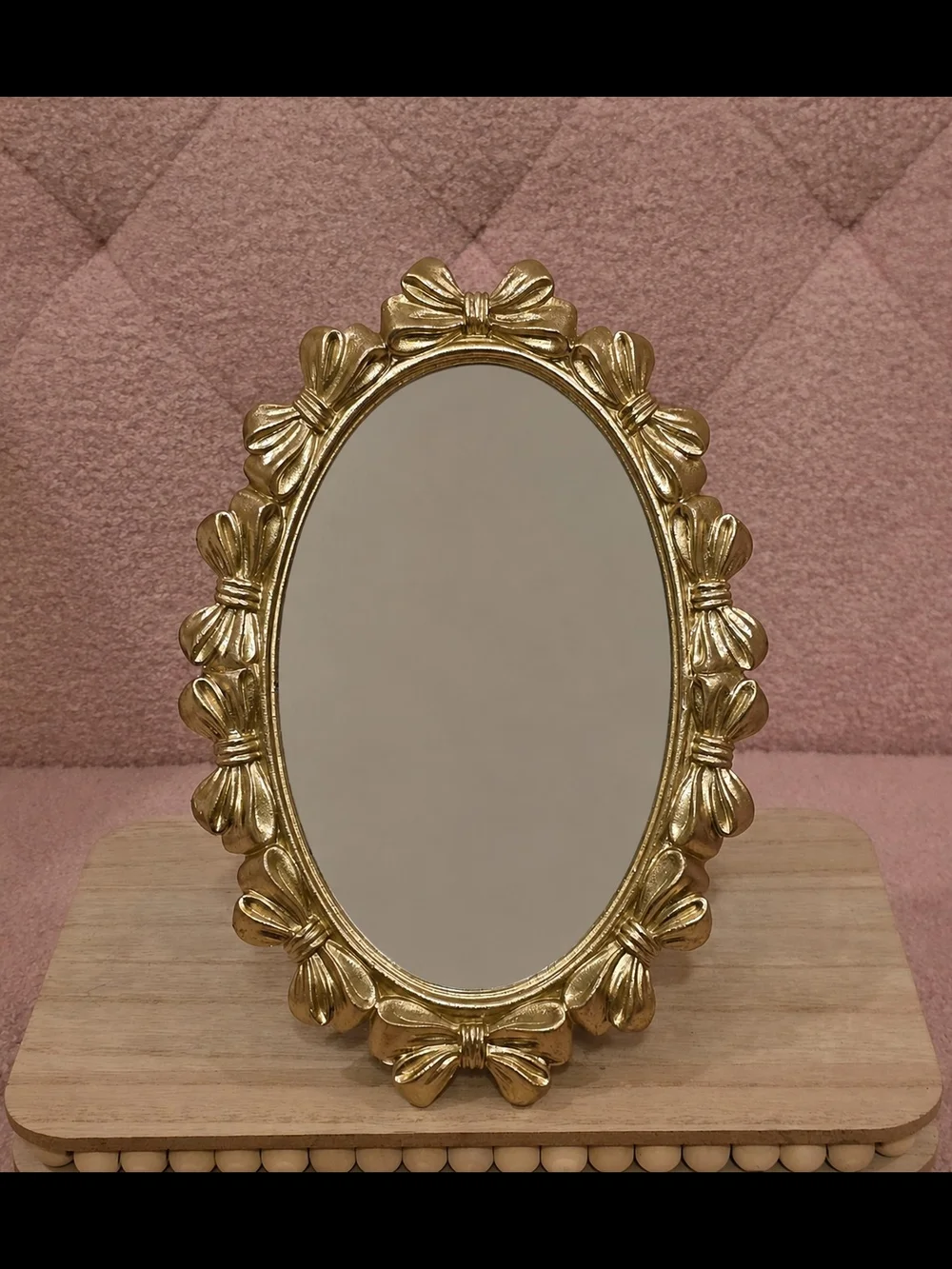 Gold Bow Oval Wall Mirror - Elegant Home Wall Decor